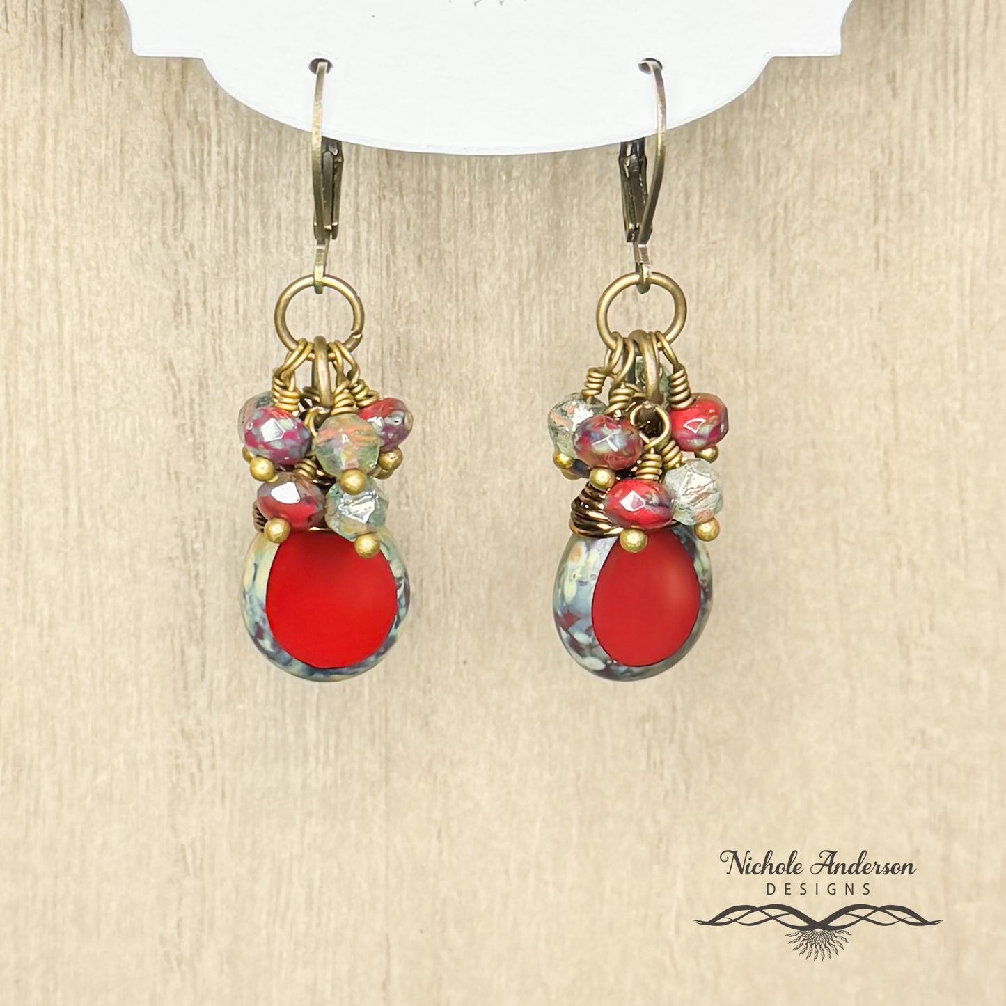Ruby Pear Brio Cluster Earrings