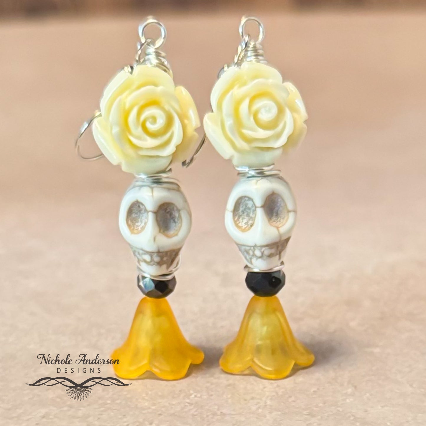 Skull Flowers Earrings