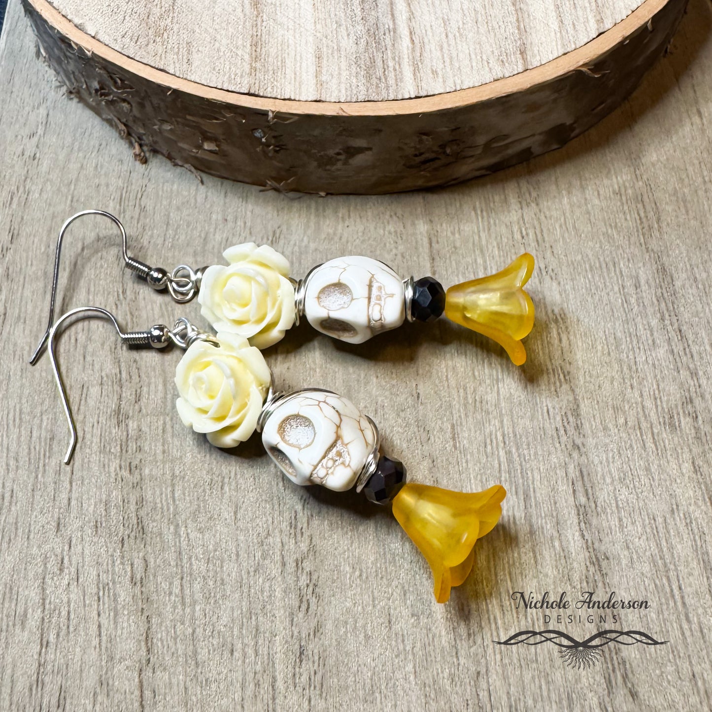 Skull Flowers Earrings