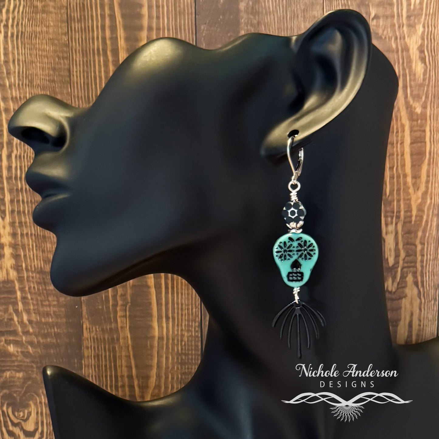 Sugar Skull Turquoise Earrings