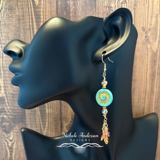 Turquoise Ammonite Earrings