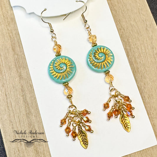 Turquoise Ammonite Earrings