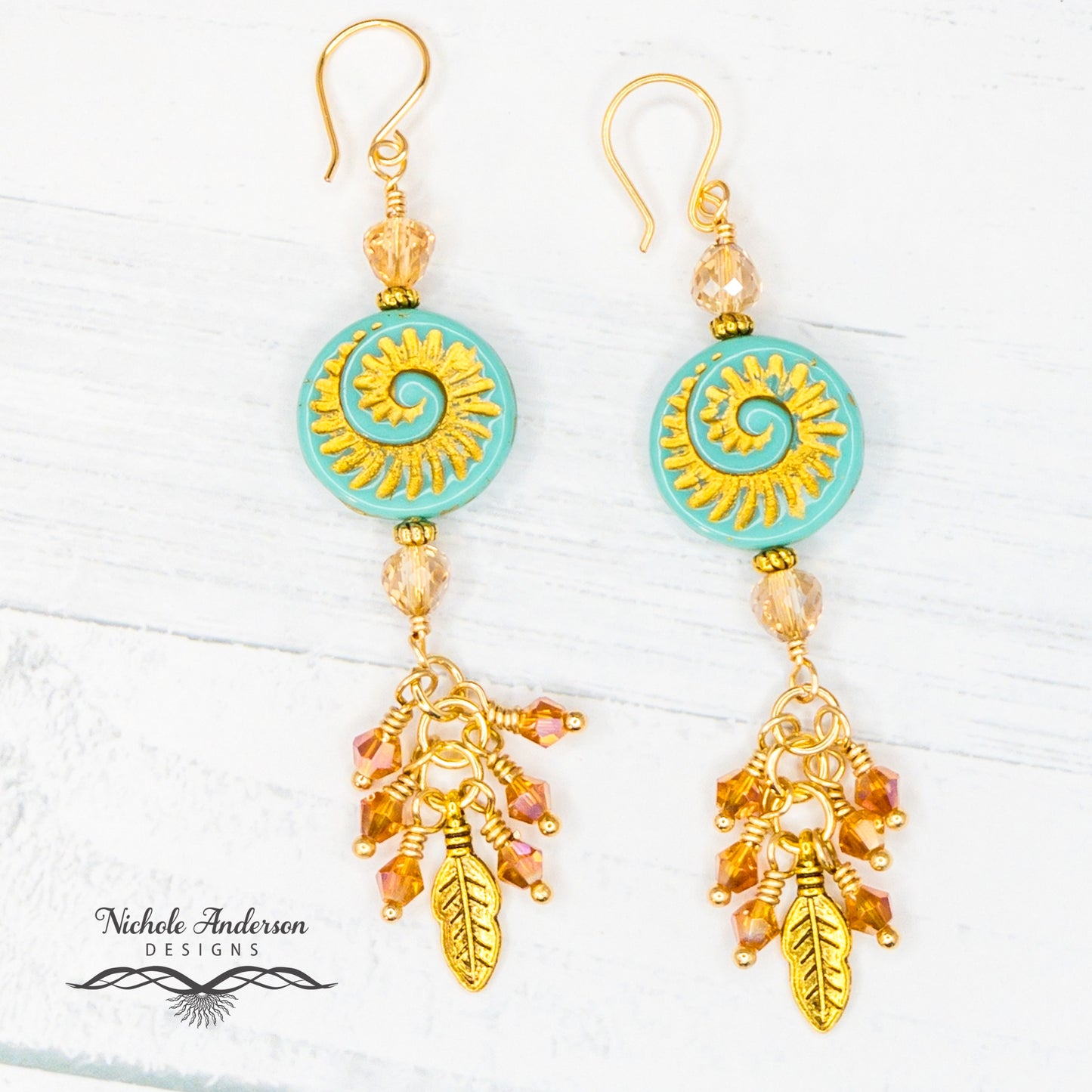 Turquoise Ammonite Earrings