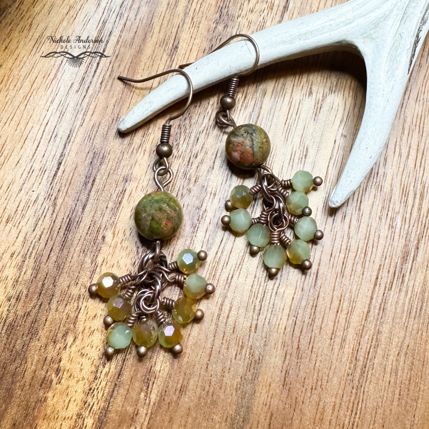 Unakite Cluster Earrings