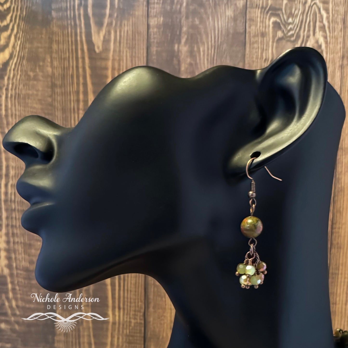 Unakite Cluster Earrings