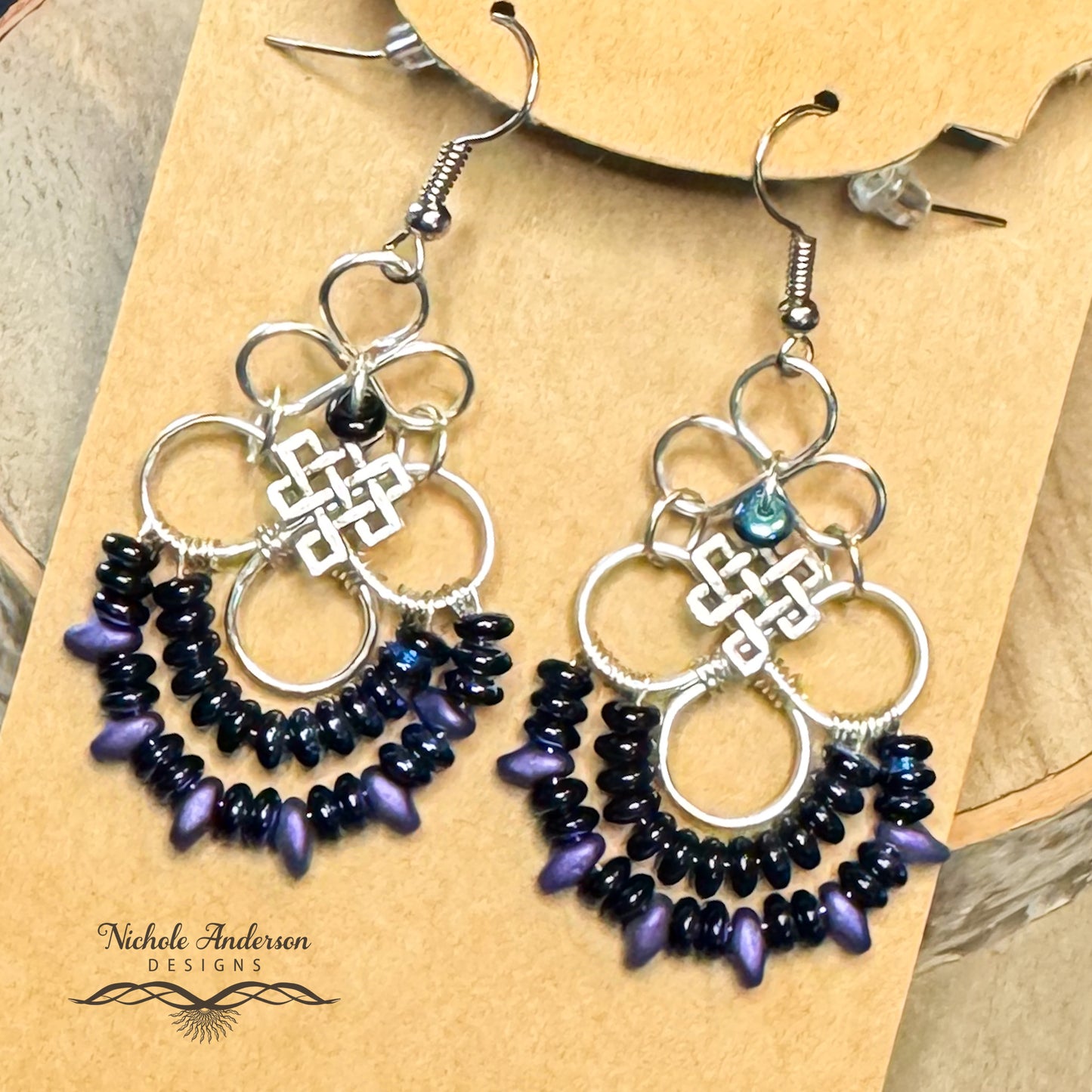 Violet Knot Chandelier Earrings