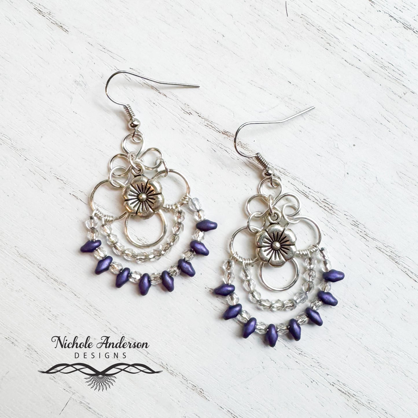 Violet Matte Chandelier Earrings