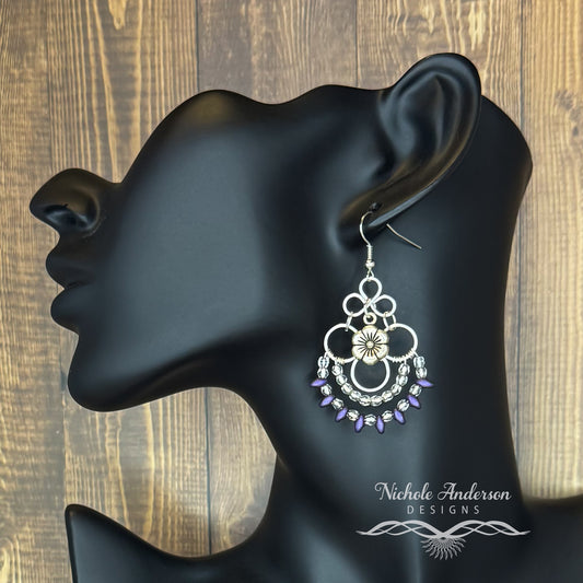 Violet Matte Chandelier Earrings