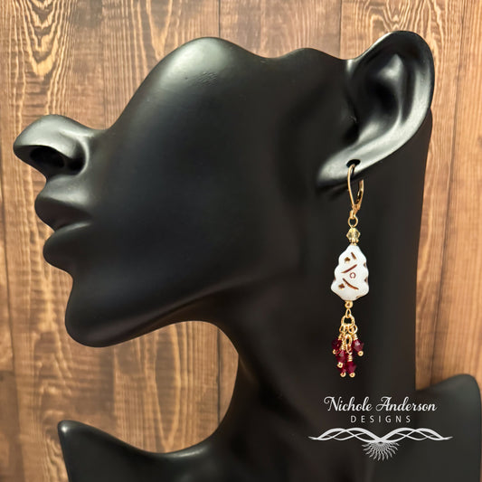 White Christmas Cluster Earrings