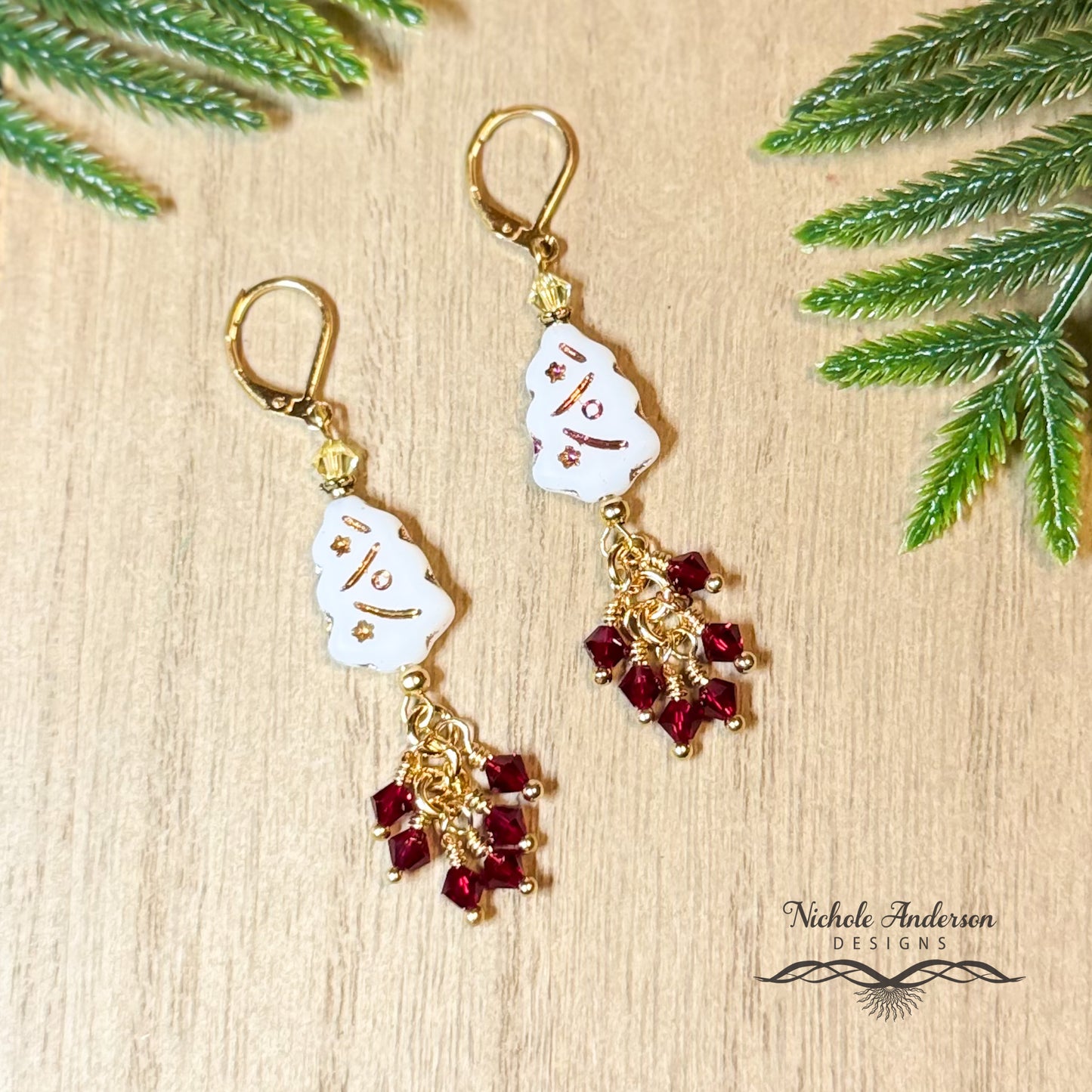 White Christmas Cluster Earrings