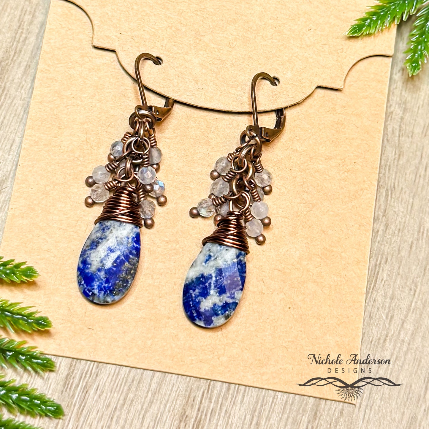 Lapis Teardrops with labradorite stone earrings