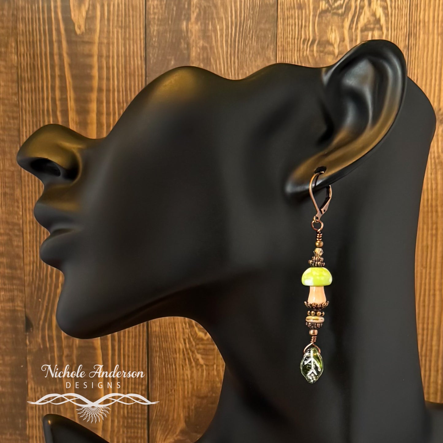 Mushroom Leaf Drop Earrings