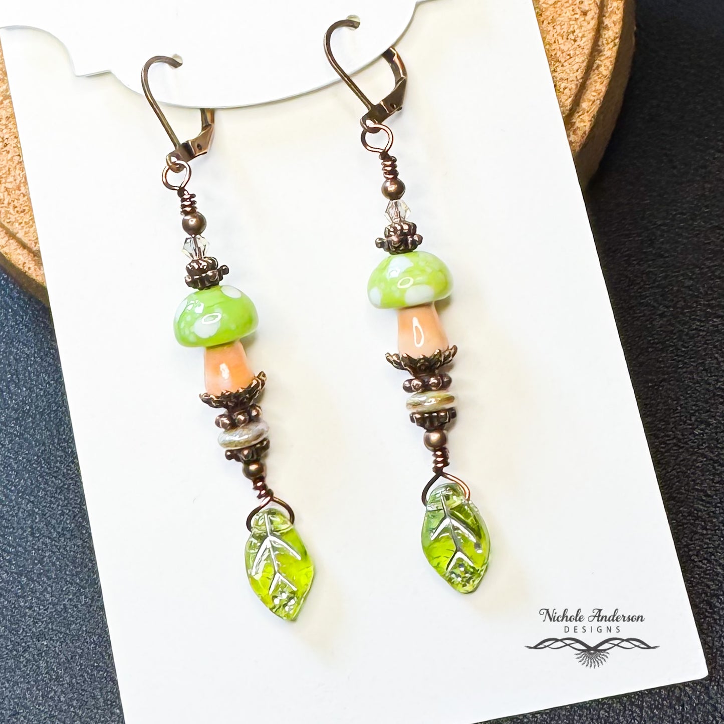 Mushroom Leaf Drop Earrings